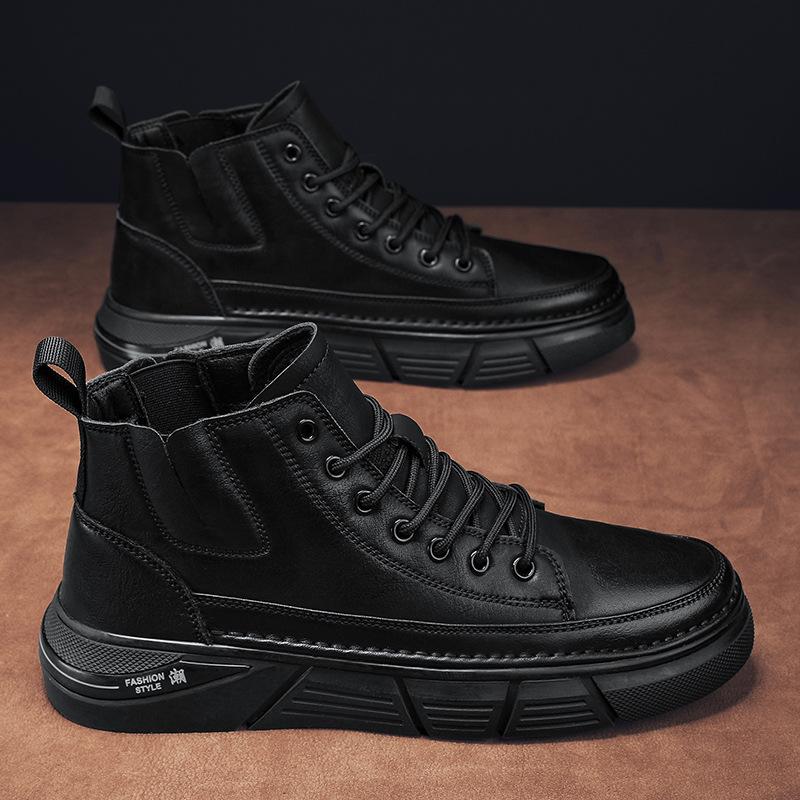 Męskie buty za kostkę, modne, wygodne, ładne, wodoodporne, z dużą główką, buty robocze, skórzane buty