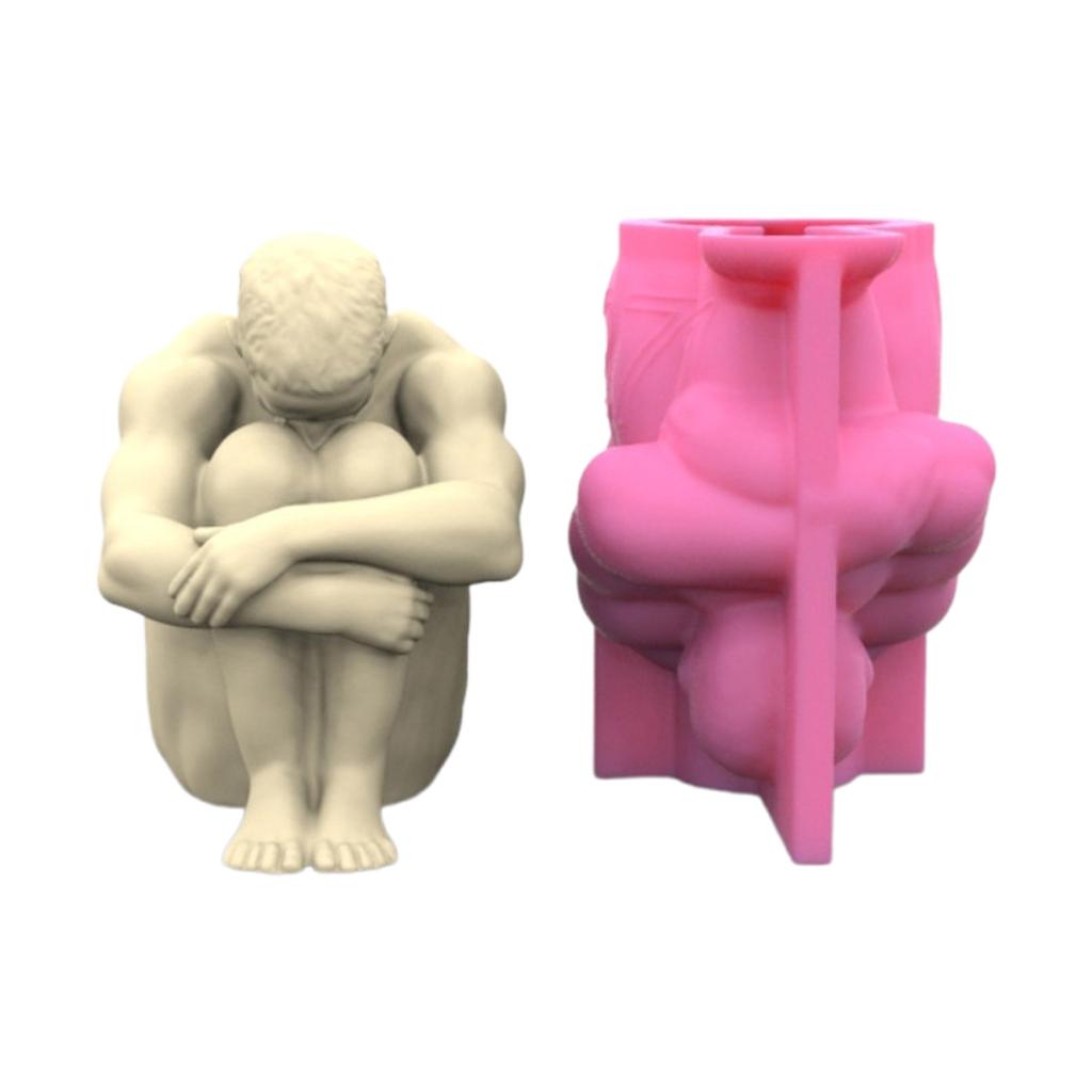 Candles Holder Resin Mold Gypsum Flower Pot Silicone Molds Yoga-man Epoxy Resin Casting Mold for DIY Jewelry Storage Box