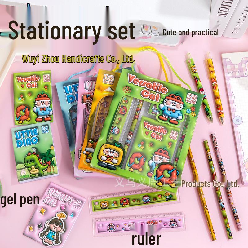 June 1st Cartoon Student Stationery Set: 6-Piece Children's Back-to-School Learning Kit