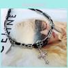 Trendy Cross Rhinestone Choker Necklace And Bracelet Set For Women Punk Gothic Style