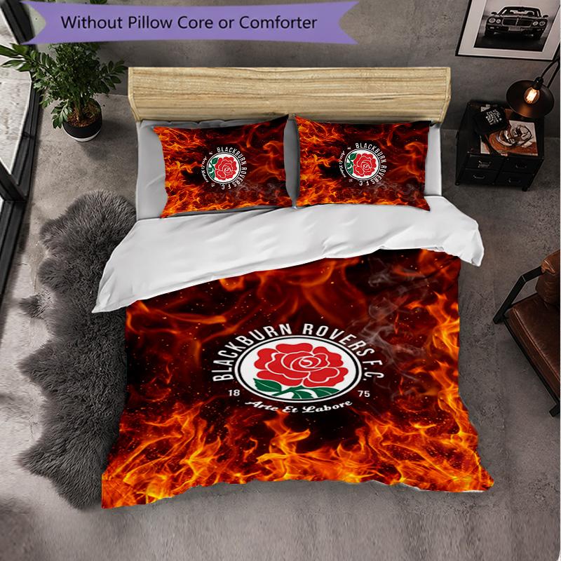 Set Biancheria da Letto Calcio Blackburn Rovers 3 Pezzi Morbido Copripiumino con Federe Set Decorazione Camera da Letto per la Casa