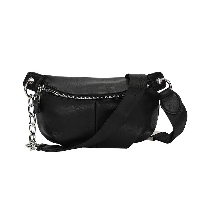 

Female Chest bag chain Crossbody Bags For Women Shoulder bags Small PU Leather ladies Waist Pack Breast phone wallet 23.5x15.5x5cm
