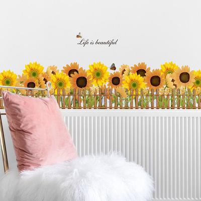 Garten Schmetterling Sonnenblume Sockelleiste Wandaufkleber Kinderzimmer Kindergarten Eckdekoration