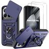 Shockproof Case - E.F.CONNECTION - for Xiaomi 15T Pro - with Rigid Ring - Navy Blue - 2 Tempered Glasses