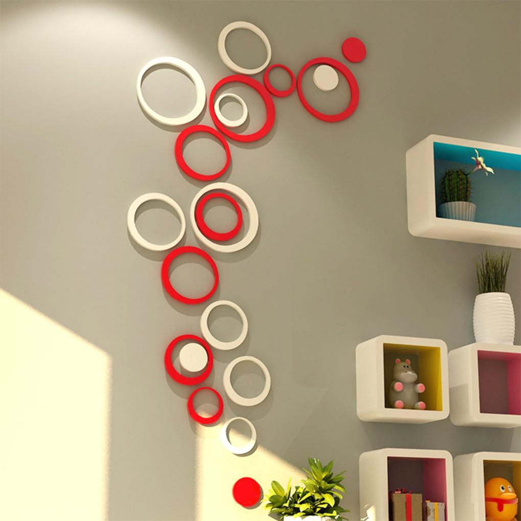 DIY 3D Circles Ring Wall Stickers Indoor Home Decoration Removable New