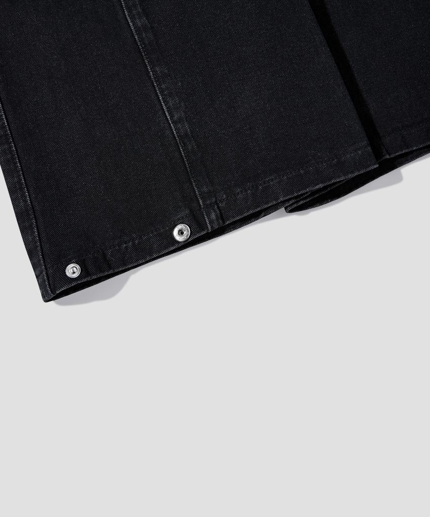 AGOD Vintage Side-Tuck Wide Denim Pants [All Black]
