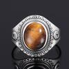 CopperRing Big Oval 8*10MM Natural Moonstone Turquoise Lapis Tiger Eye Rings for Women Gifts Fine Jewelry