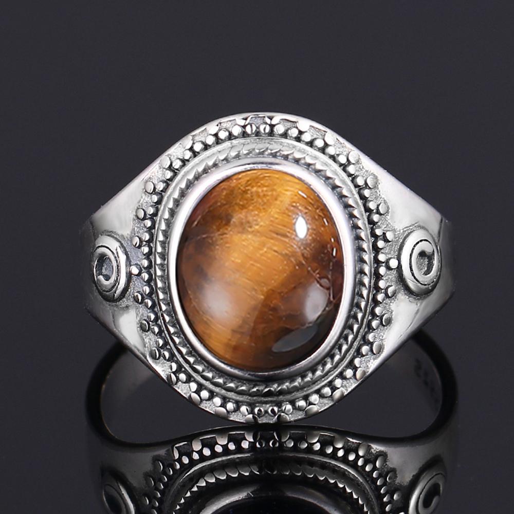 CopperRing Big Oval 8*10MM Natural Moonstone Turquoise Lapis Tiger Eye Rings for Women Gifts Fine Jewelry