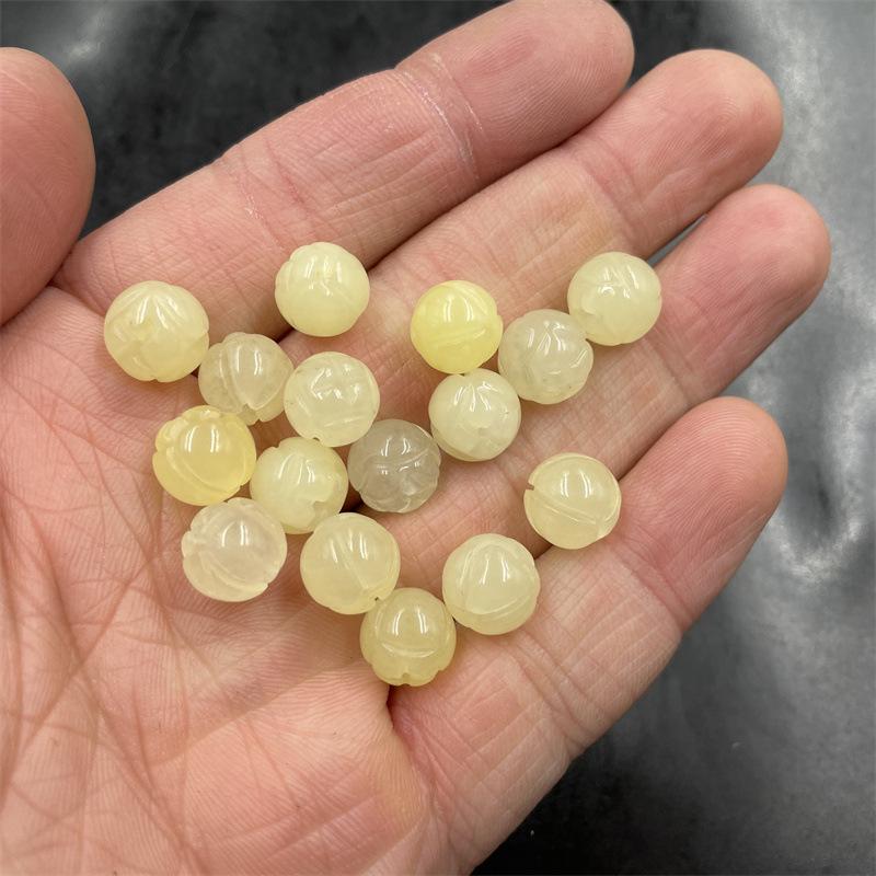 Colored Morganite Lotus Carved Round Beads for DIY Jewelry