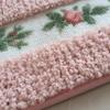 UKELER Non-Skid Floral Rose Bathroom Contour Rugs, Set of 2 Soft Shaggy Non Slip Bath Shower Mat and U-Shaped Toilet Floor Rugs, Pink