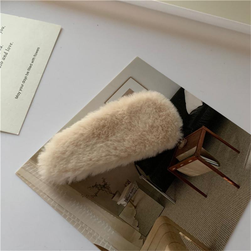 1/3/5Pcs Autumn Winter Hair Clips For Girl Woman Waterdrop Square Barrettes Solid Color Faux Fur BB Hairpins Soft Hair Accessory