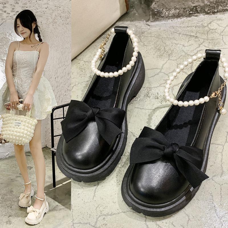 Mary Jane shoes women's spring and autumn new flat-soled single shoes women's summer soft-soled grandma shoes bow small leather shoes