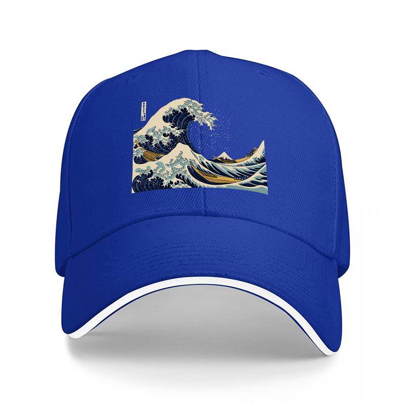 Cappellino da Baseball con Stampa Artistica La Grande Onda di Kanagawa Design Classico Giapponese Cappello Nero Regolabile per Unisex e Donne