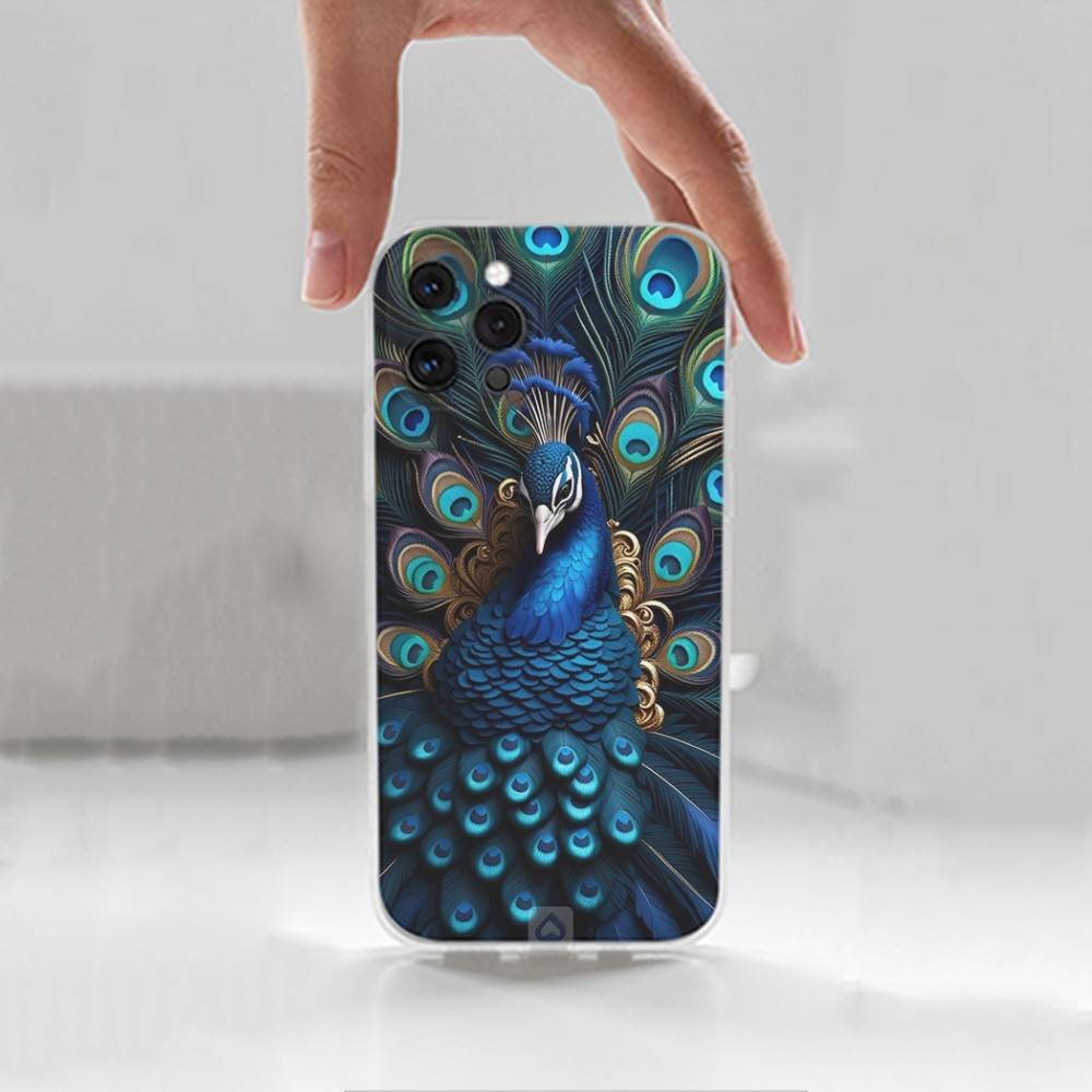 Peacock Feathers  For iPhone 16,13,12,11,17,14,15,Pro,Max,Plus,X,XS,XR,SE,Mini Transparent Soft silicone Case