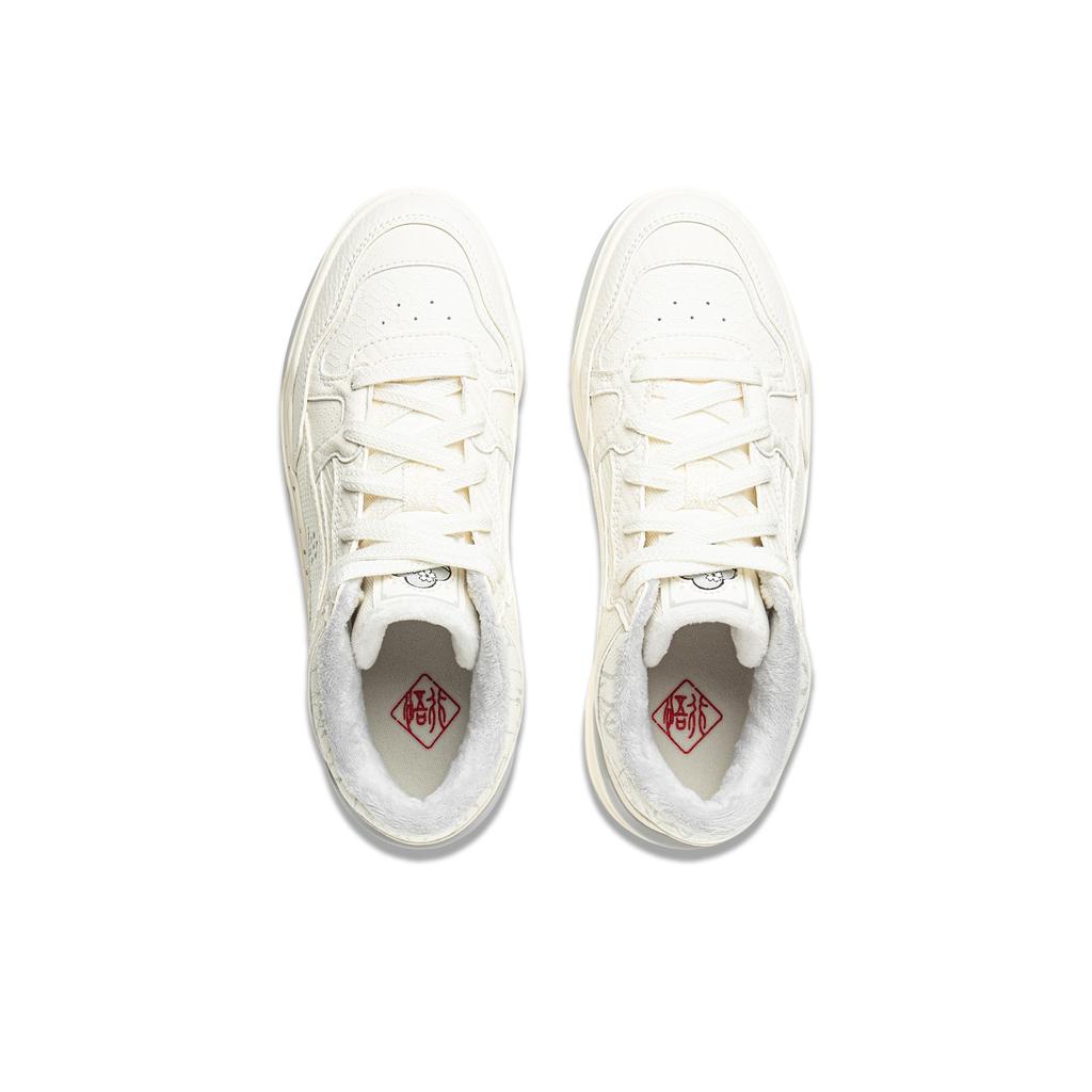 Li Ning Yue Bai 2 Mid Comfortable Fashion Wrap Warm Wear-Resistant High-Top Sneakers Women Sneakers Off-White AGCV332-5