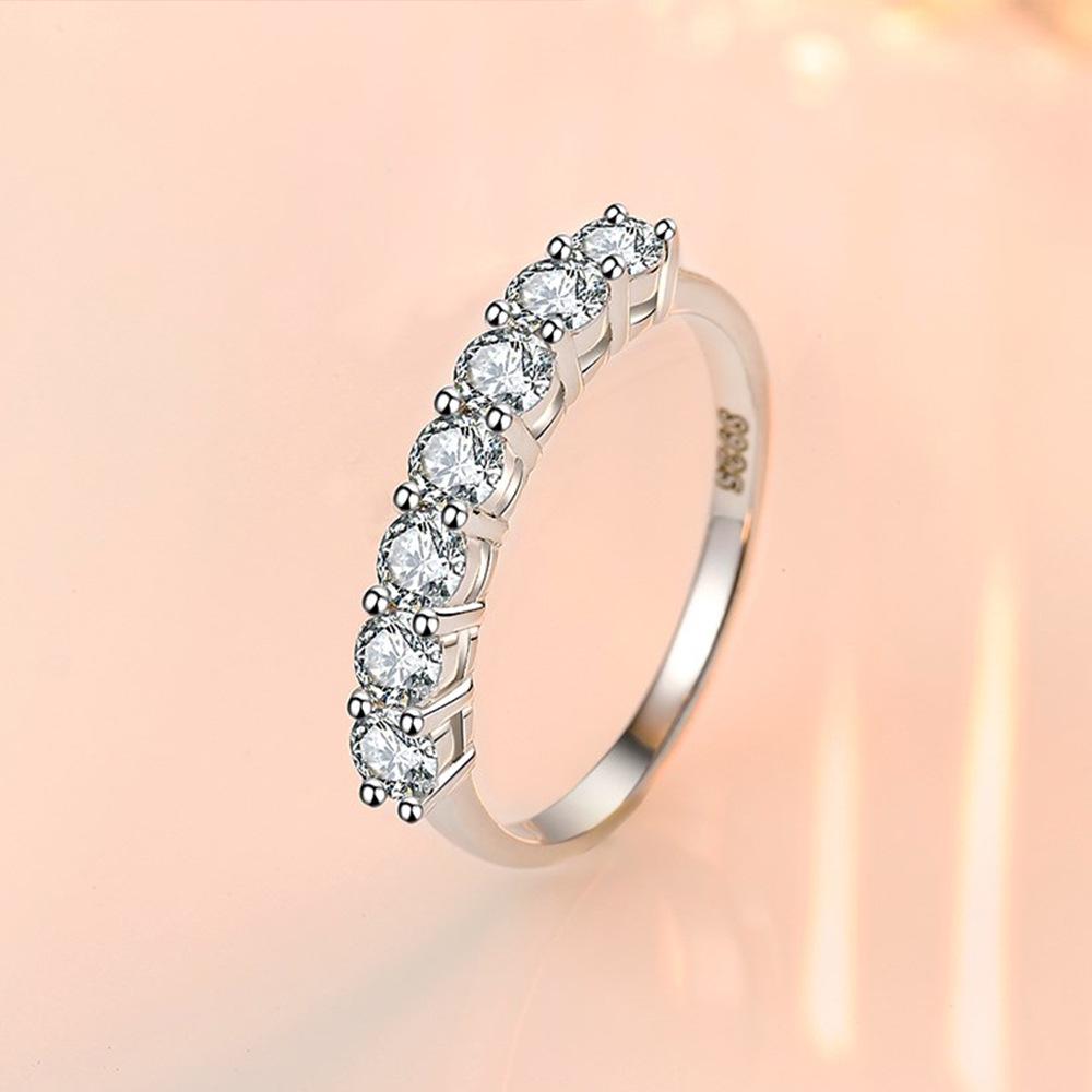 

Xiancan 2021 High Carbon S925 Silver Diamond Ring for Women - 7 Row Internet Celebrity Design Size 8 белый