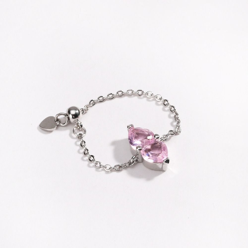 Exquisite Zirconia Chain Rings Minimalist Women Link Chain Ring Adjustable Chain Ring Wedding