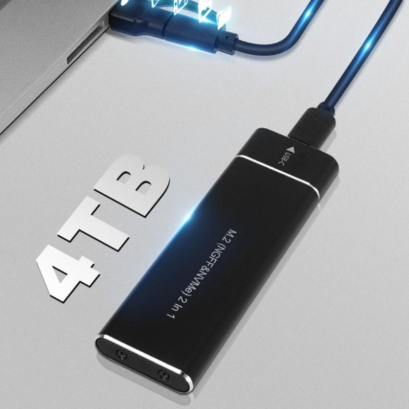 Aluminum M.2 Case Enclosure Adapter for NVMe Drives USB 3.1 Gen 2 10Gbps Transfer Speed Portable Enclosure Case