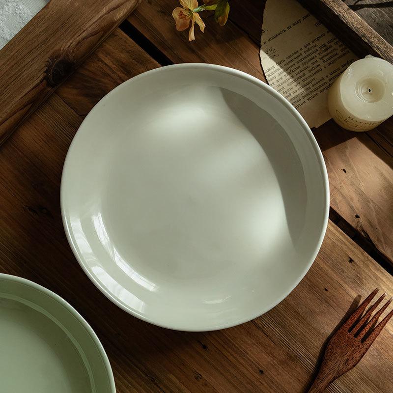 Cream Plate Household Solid Color Plate Premium Tableware Deep Plate Restaurant Plate Western Pasta Plate Dessert Plate