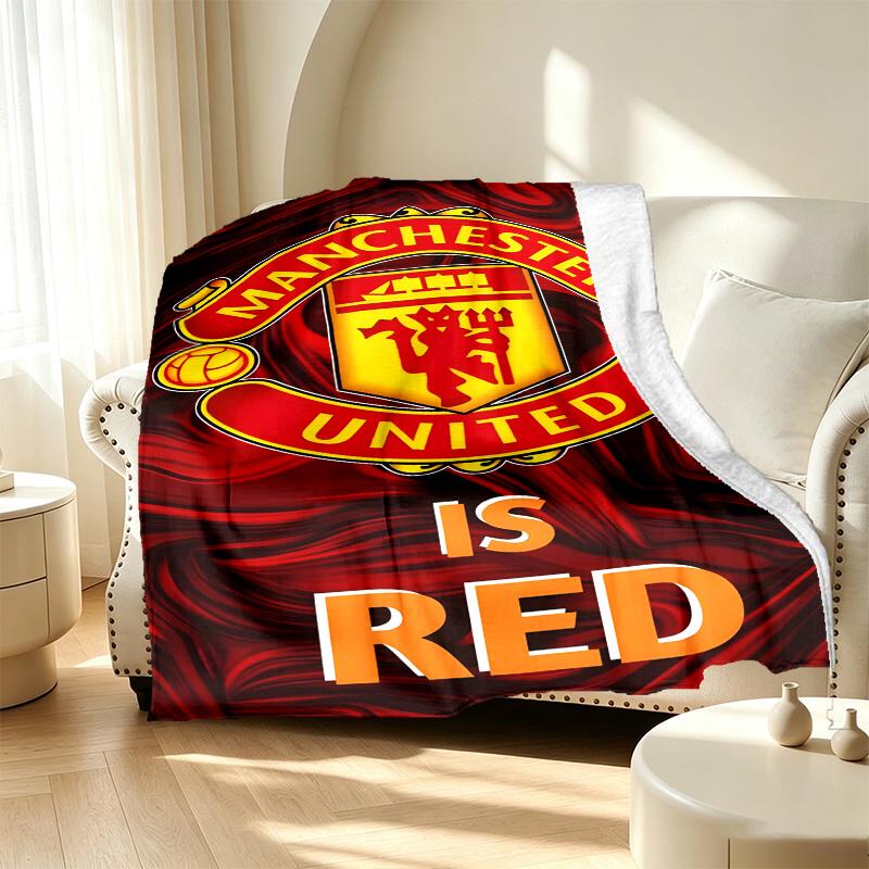 Football United F.C Pattern Blanket for Home Decoration, Bed, Sofa, Car Travel, Camping, Suitable for All Seasons, Birthday Christmas Gift