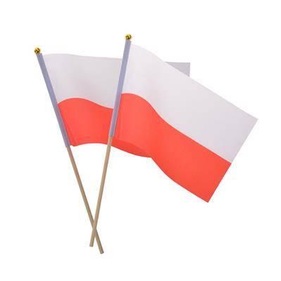 Polnische Flagge, Rot-Weiße Fahnen am Stiel 30 x 45 cm, 10 Stück