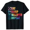 Funny Eat Sleep Billiard Repeat Graphic T Shirts Men Pure Cotton Humor Streetwear Tee Shirt Short Sleeve Unisex Loose Clothing