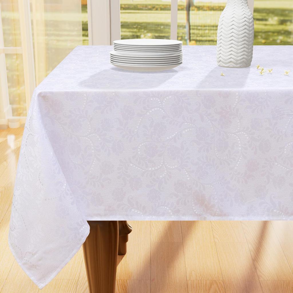 HAPIHAPPY Round Tablecloth Leaf Twig Diagram Polyester Tablecloth Rectangular For Banquet Hook Jacquard Table Cloth Waterproof