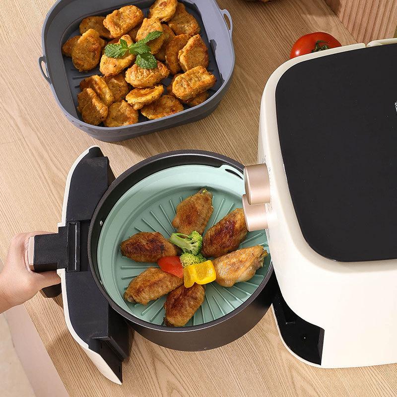 Foldable Air Fryer Silicone Mould Reusable Air Fryer Basket Food Safe Non Stick Air-Fryer Kitchen Accessorie Cooking Tool