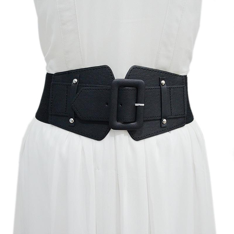 Cross-Border Women's Casual Wide Elastic Belt with Decorative Pin Buckle – Adjustable Waistband for Winter Coats, Ready Stock