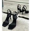 Sexy Square Toe High Heel Women's Sandals Summer 2025 Fashion Elegant High Heel Stilettos Open Toe Banquet Black Women Sandals