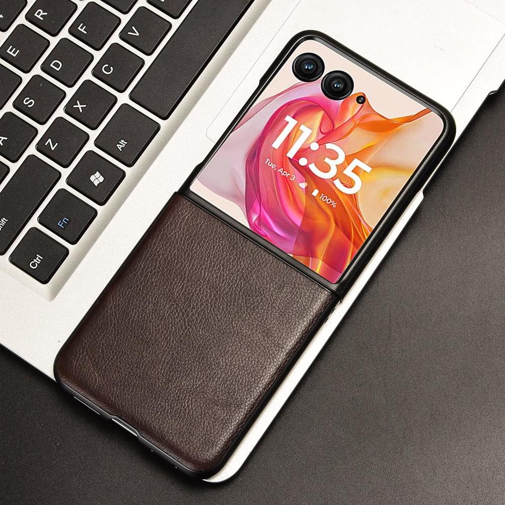 Für Motorola Razr 50 Ultra 5G Hülle Leder PC Handyhülle mit Litschi-Textur