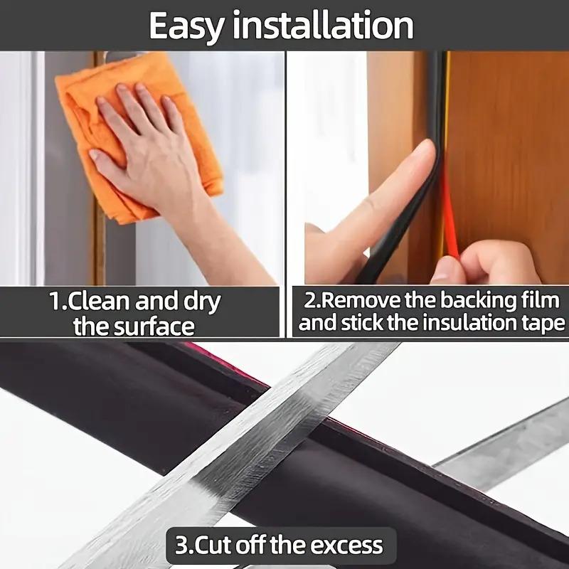 The entrance door sealing strip is self-adhesive and flexible. It provides windproof, sound insulation, as well as collision