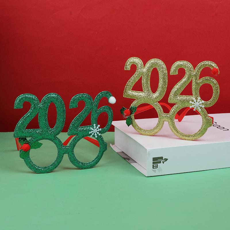 2026 New Year Eve Party Glasses Frame Holiday Party Decoration Supplies Kids Gift Favors 2026 Funny Christmas Photo Booth Props