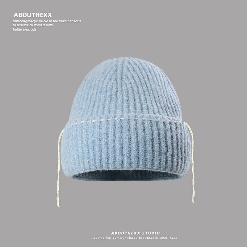 Autumn and Winter Warm Hat for Women New Style Wool Hat Korean Style Versatile Outdoor Headband Knit Hat Cold Hat Men