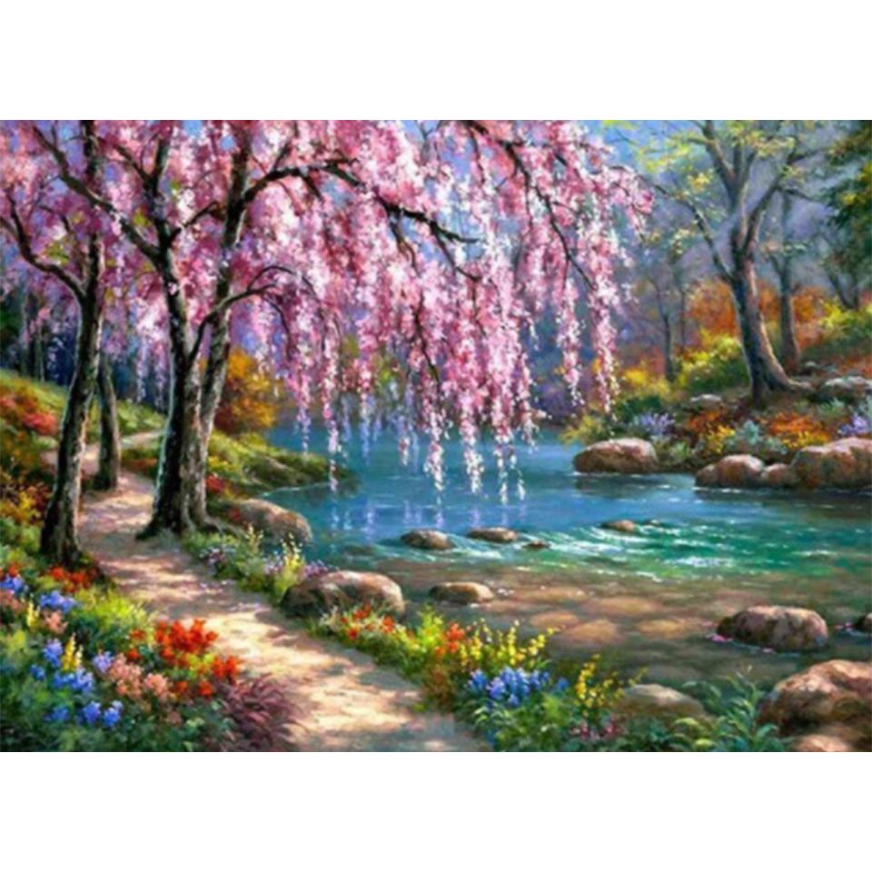 5D DIY Diamond Painting Landscape Full Diamond Embroidery Picture Mosaic Rhinestone Landscape Cross Stitch Kit Home Decoration