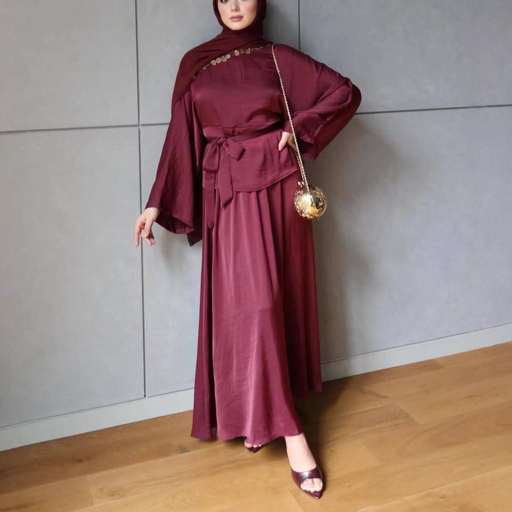 2026 Europe, America, Amazon, Autumn and Winter, Horn Sleeves, Waist Tops, Straps, Waist Swings, and Long Skirts. Two-piece Set