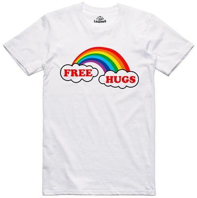 Kostenlose Umarmungen Regenbogen T-Shirt Design Normale Passform Vorgeschrumpftes Baumwoll-T-Shirt