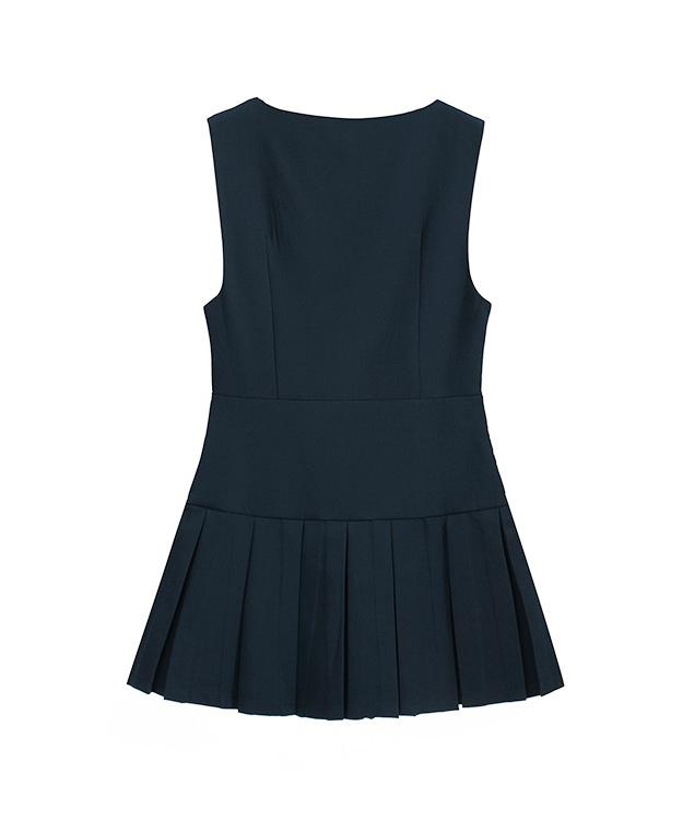 Hypernet Pleated Skirt Slim Vest Dress
