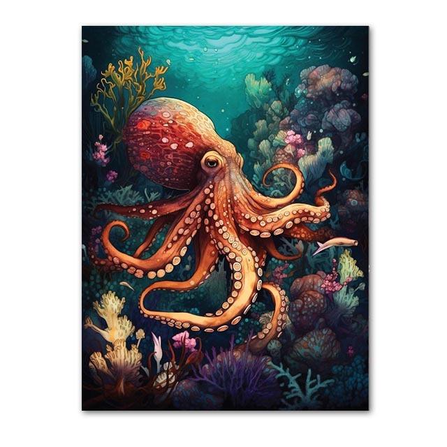 Abstract Modern Art Wall Poster Sea Turtle Jellyfish Dolphin Shark Animal Morden Sea Print Home Decor Canvas Painting Picture