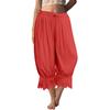 Damen Spitzenbesetzte Lange Rüschen Vintage Weitbein Hose Sommer Strand Reise Urlaubshose