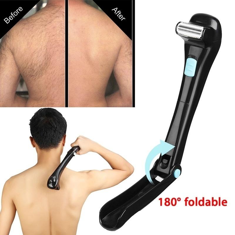 180 Degrees Safety Razor Electric Back Hair Shaver Pain-Free Folding Long Handle Standard Men Shaving