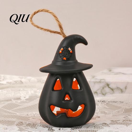 Spooky Pumpkin Night Light 12 Pcs Halloween LED Lantern, Hanging Lighted Safety Lighting with Witch Hat for Indoor Outdoor Home Party Decor Lights