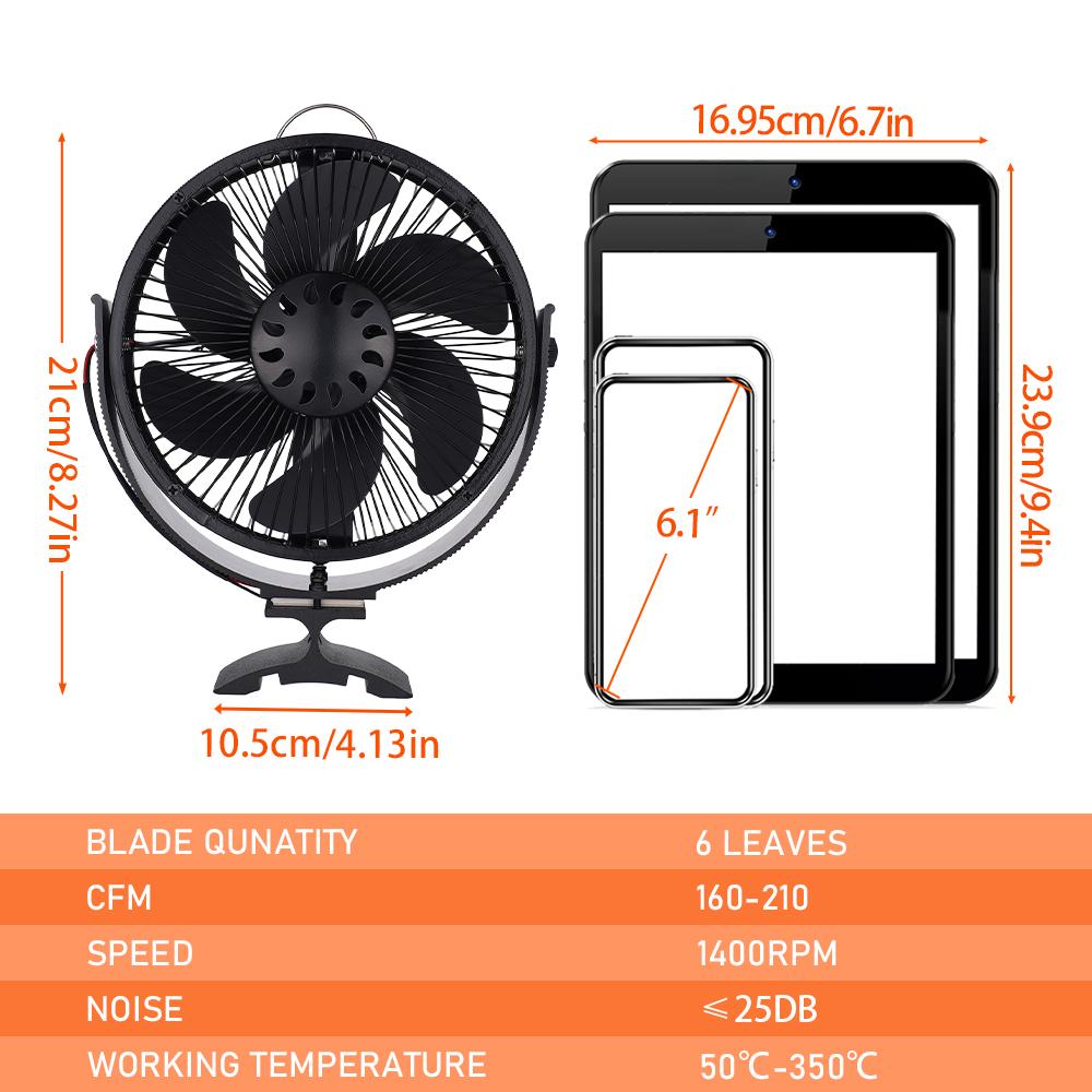 6 Blades New Heat Powered Stove Fan 2-in-1 Wall Mounted Standing Log Wood Burner Fireplace Fan With Cover Heating Fan Eco Quiet