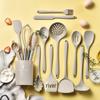 Non-Slip Silicone Cooking Set: High-Temp Resistant Soup Ladle, Stir-Fry Spatula, and Pot Spoon