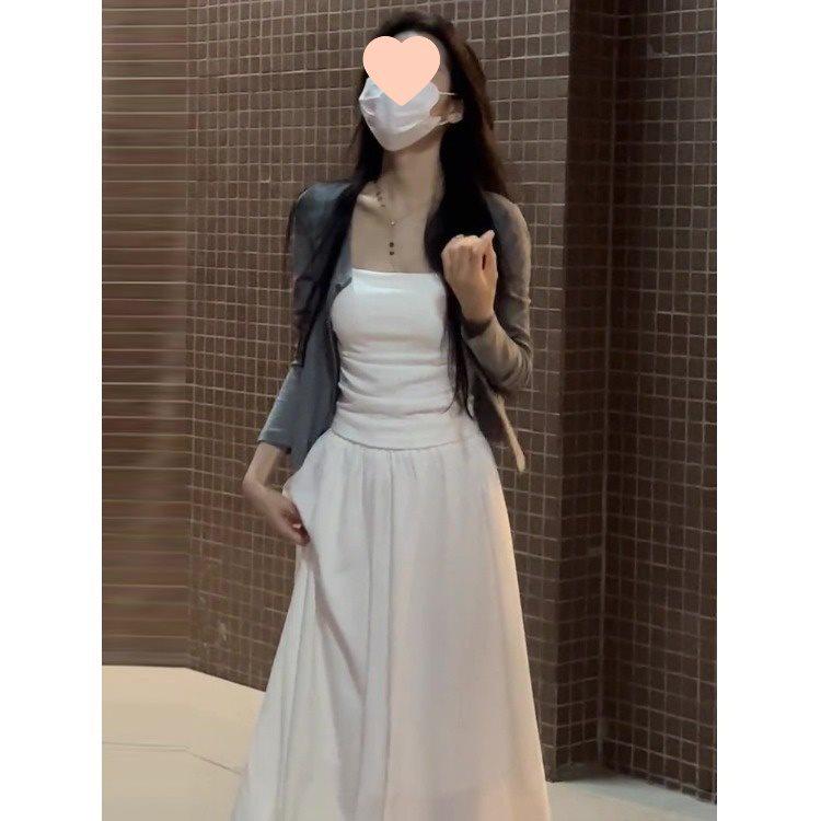 

Женский кардиган из ледяного шелка серого цвета для защиты от солнца и набор безрукавной шали