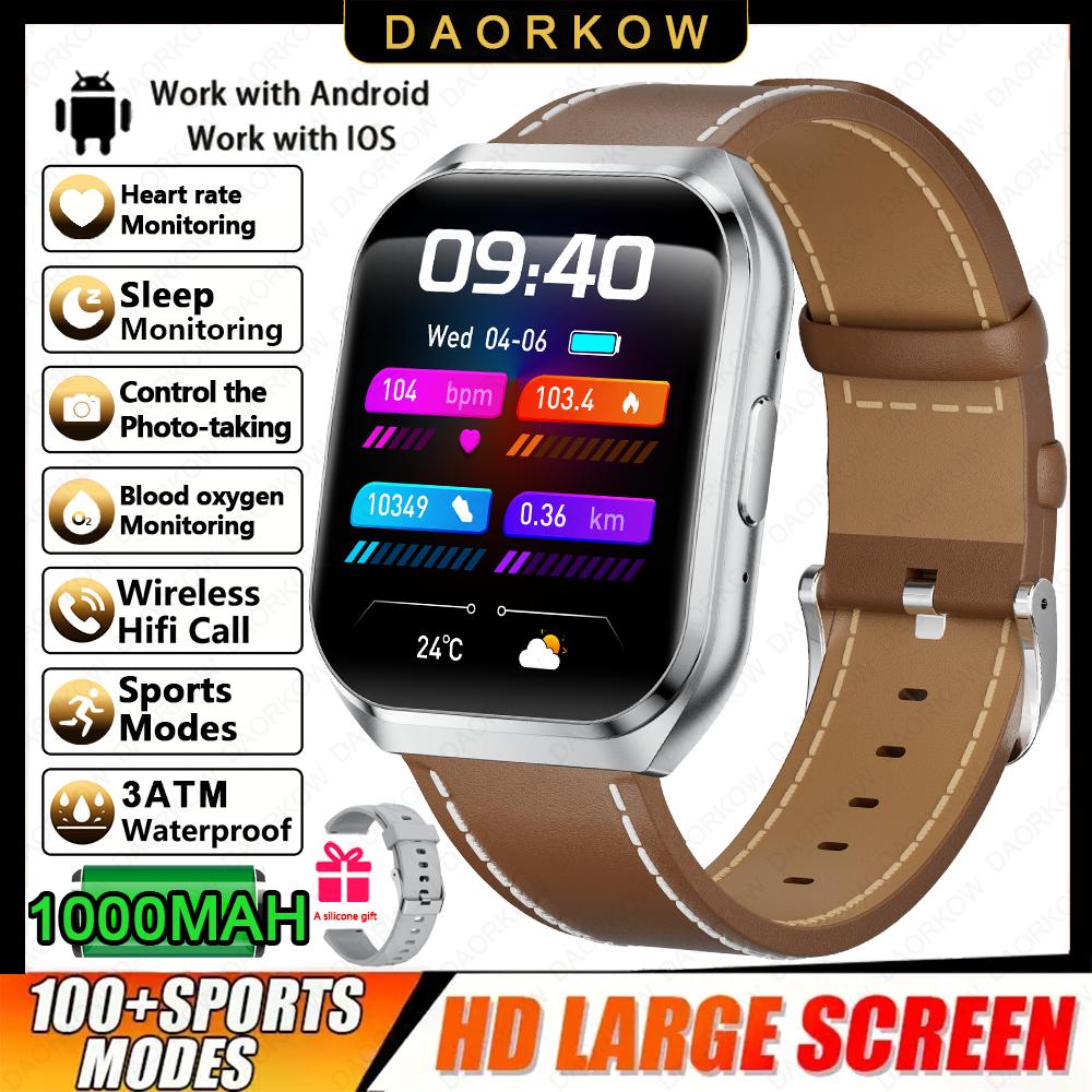 New Smart Watch Man 1000mAh Long Standby Outdoor Smartwatch Men IP68 Waterproof Heart Rate Sport BT Call Big Battery Smart Watch