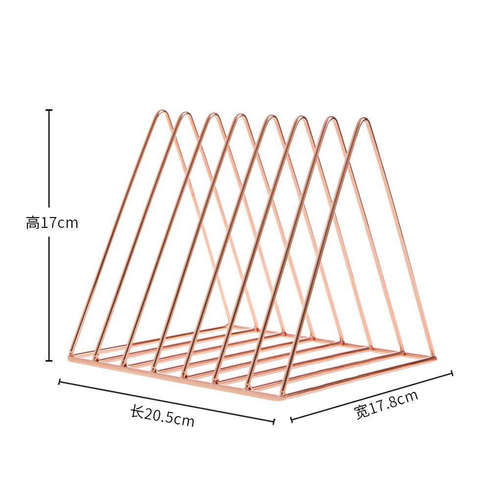 Bookshelf Rack Desktop Metal Book Block Office Newspapers Magazines Storage Scandinavian Decor  Holder Stand Golden Shelf