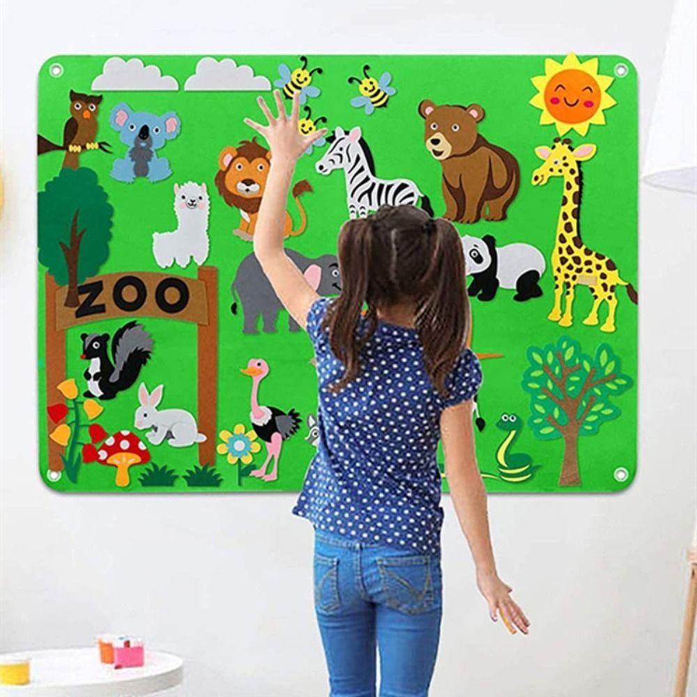 Starry Sky Payment Montessori Felt Puzzle Dinosaur World Felt Board Stories Set   Children Toys