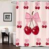 1/4pcs Pink Bow Cherry Style Shower Curtain, Modern Style Home Decor Print, Machine Washable, Fashion Theme, Suitable for All