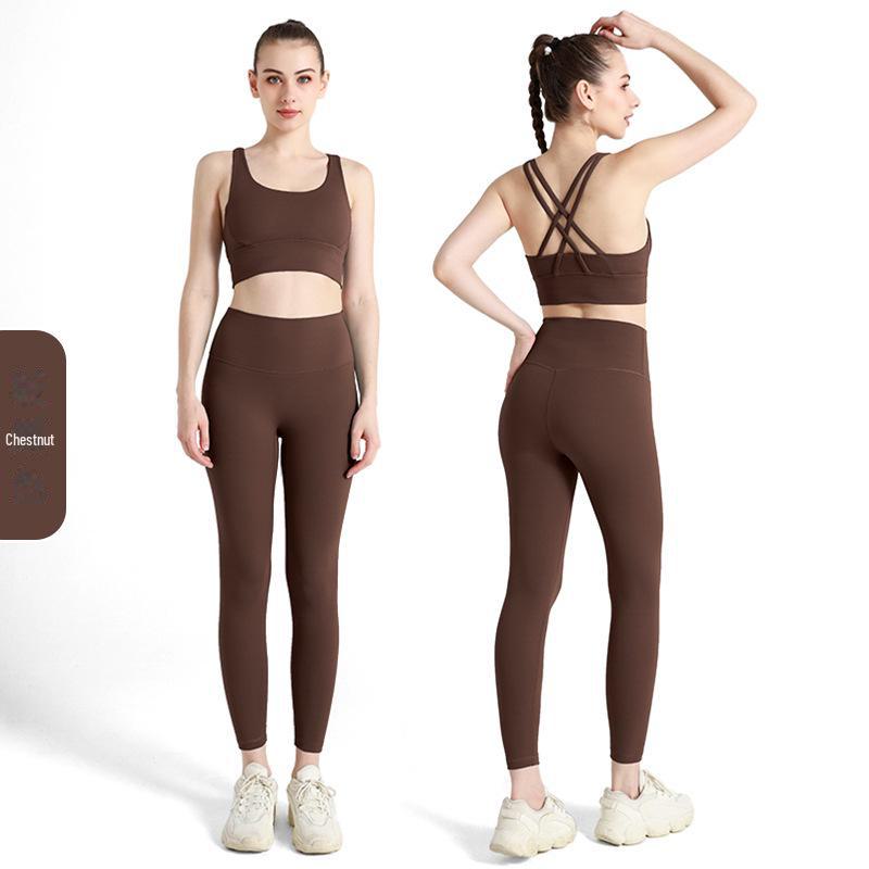 

«Летний комплект для йоги на крестообразной спине»: Брюки и топ с высокой талией и утягивающими бедрами Extra Large